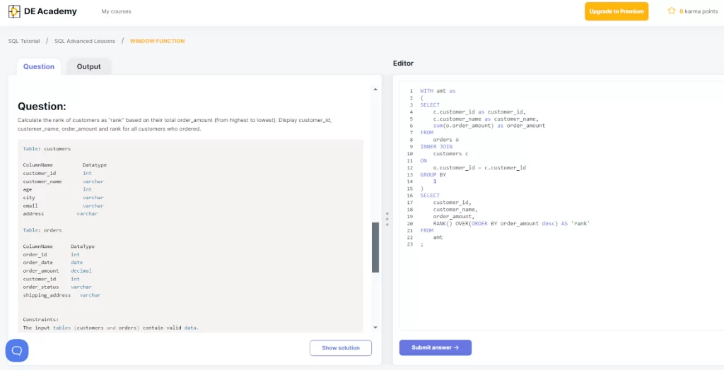 DE Academy Course Simulator